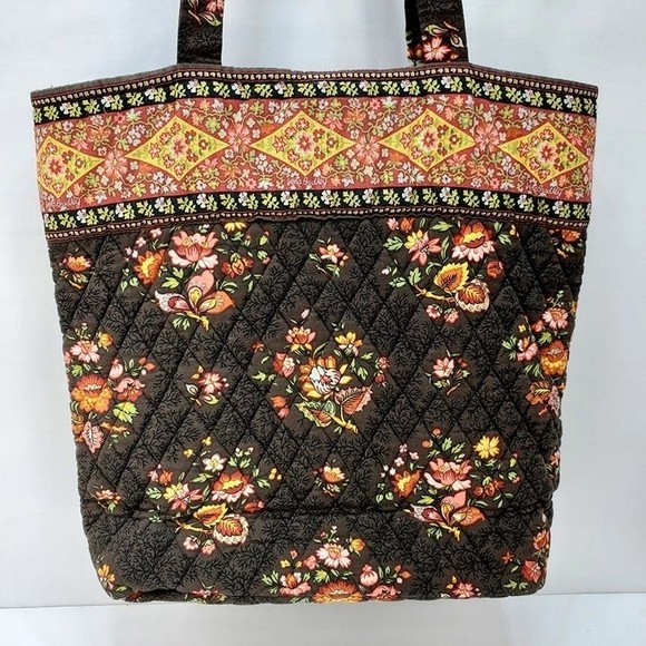 Vera Bradley Chocolat Brown Quilted Cotton Shopper Tote Bag - Picture 5 of 12